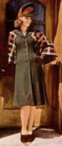 A dress typical of 1940s war-era fashion with its shortened hem and minimal use of fabric, featured in LIFE Nov 18, 1940.